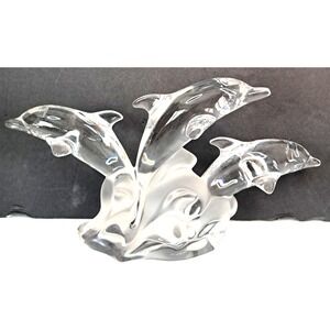 Lenox‎ Fine Crystal Trio of Leaping Dolphins Sculpture Made In Germany Gift